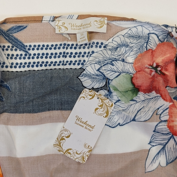 Suzanne Betro "Weekend" Ivory Floral Side Split Open Front Kimono Swim Cover NWT - Picture 6 of 7